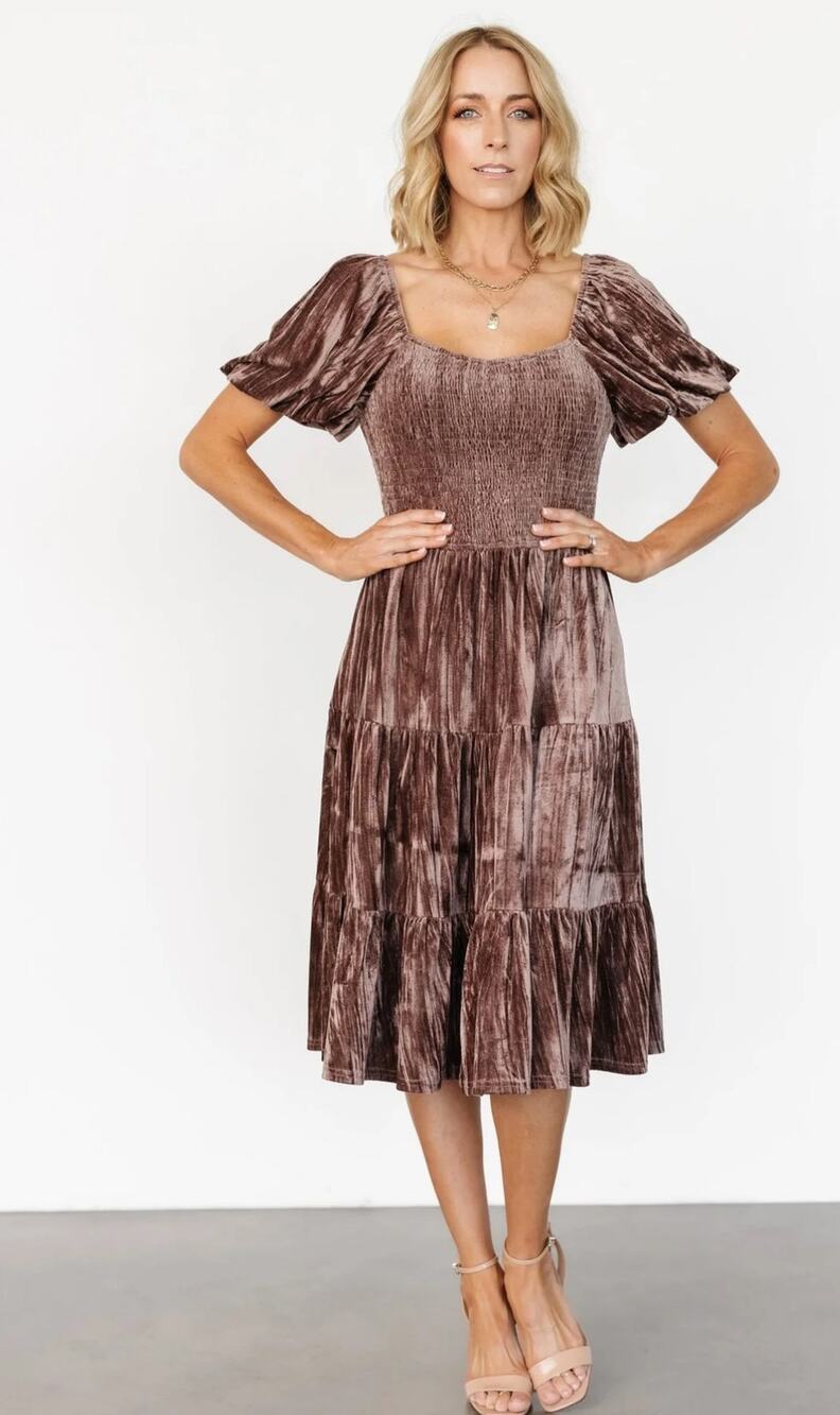 NWT BALTICBORN Fay velvet midi dress cocoa size 1XL